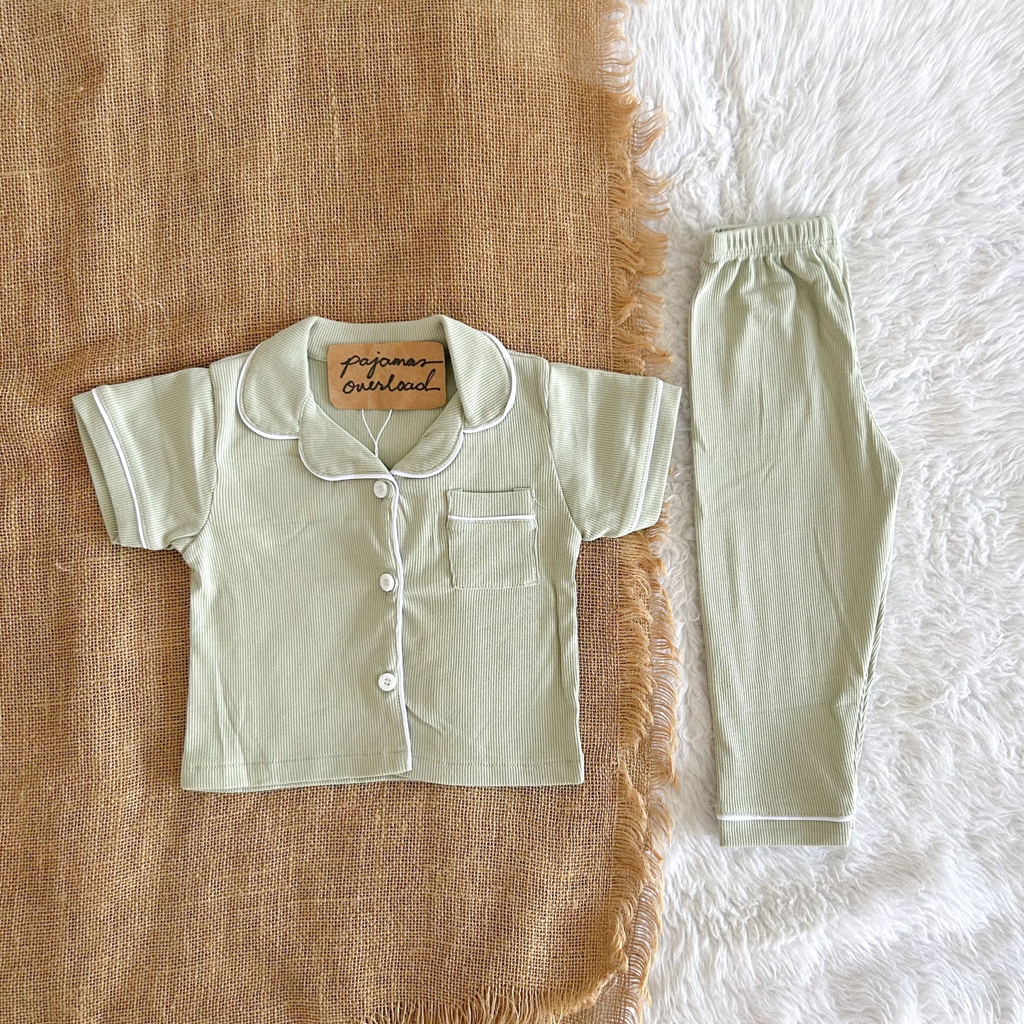ERIN KIDS | cotton shortsleeves top + pants sleepwear pajama set | PajamasOverload