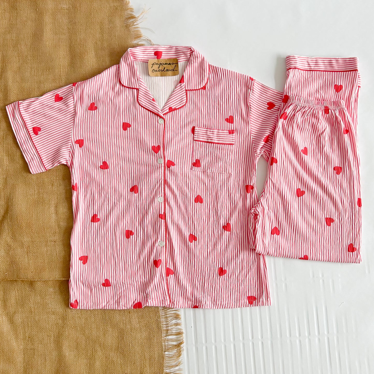 YUNA | premium cotton crepe shortsleeves top + pants sleepwear pajama set | PajamasOverload