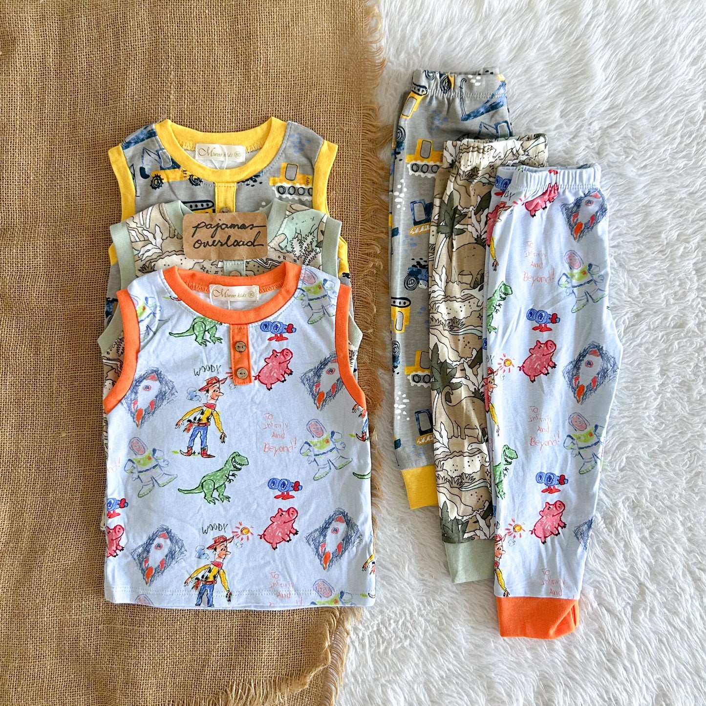 CLARK KIDS | cotton sando top + pants sleepwear pajama set | PajamasOverload