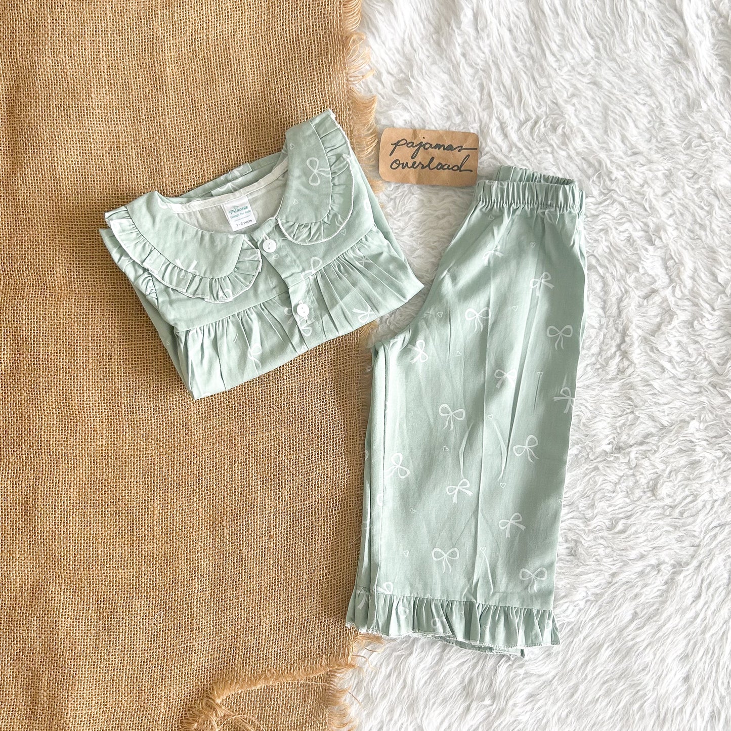 MARIKIT | cotton ruffles top + pants sleepwear pajama set | PajamasOverload
