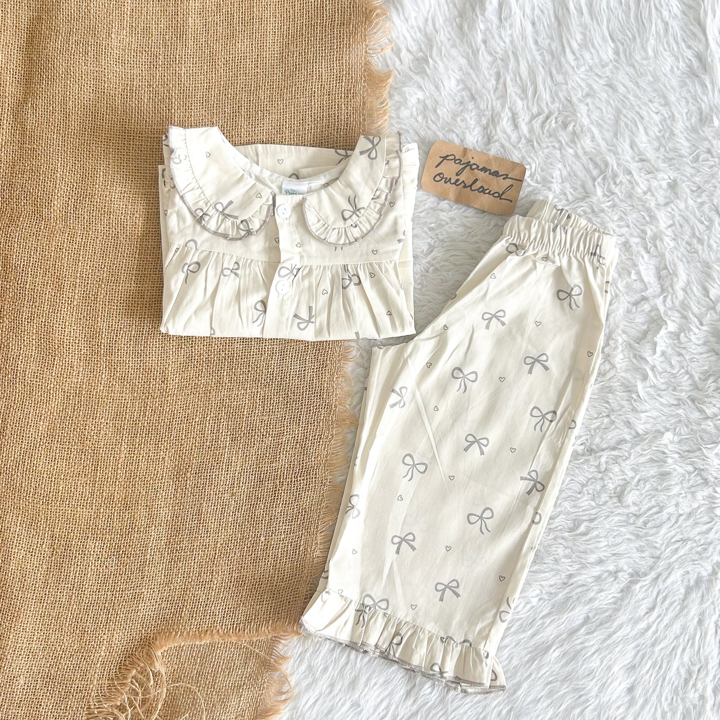 MARIKIT | cotton ruffles top + pants sleepwear pajama set | PajamasOverload