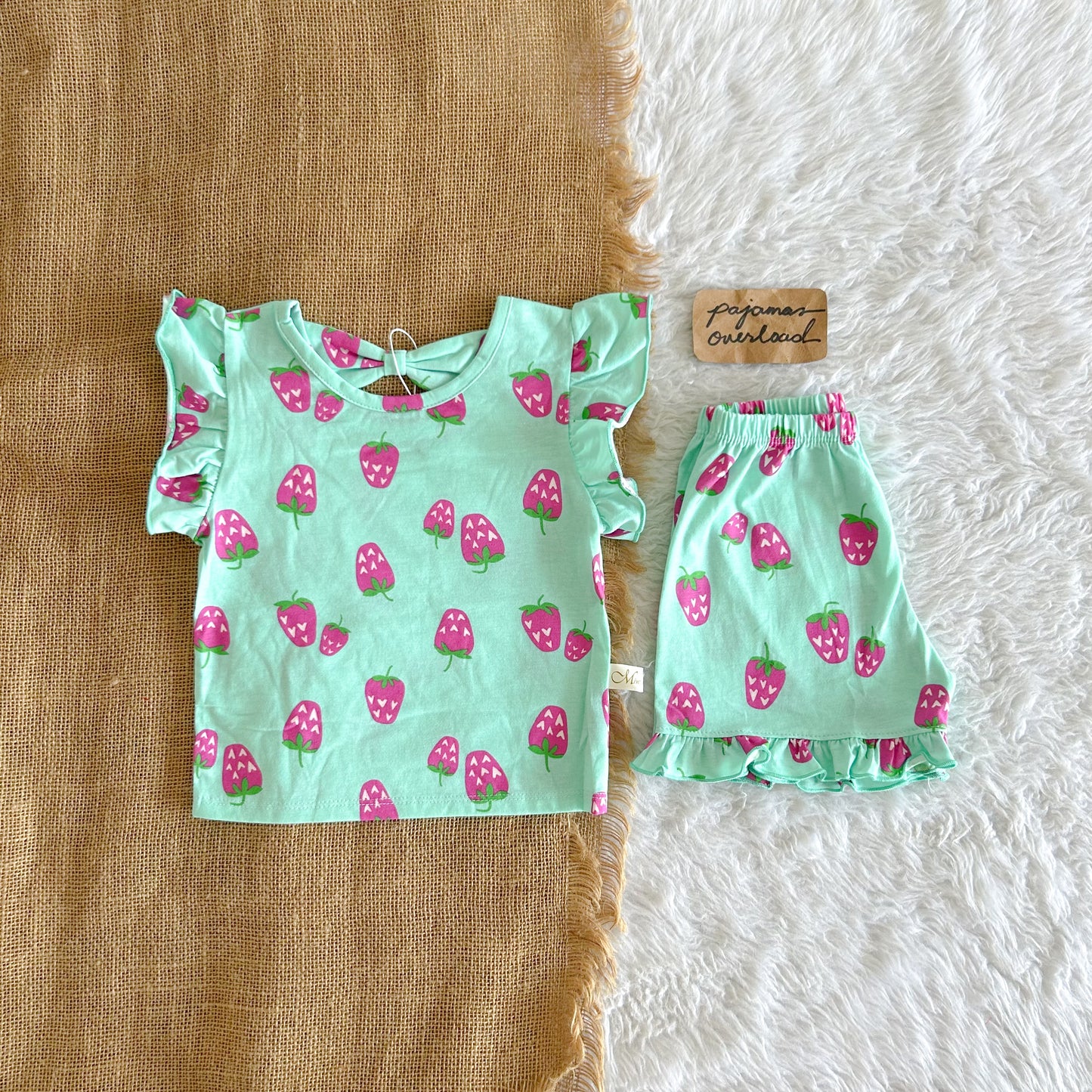 MARIA KIDS | cotton ruffles top + shorts sleepwear pajama set | PajamasOverload