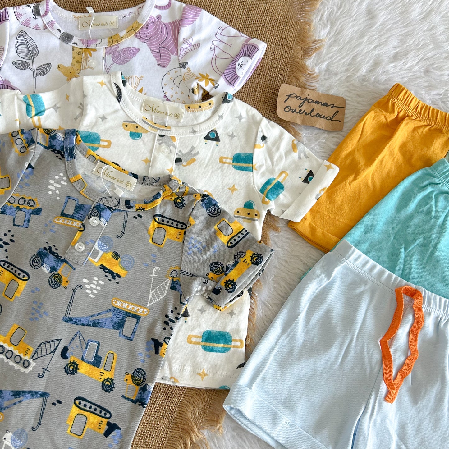 RYGEL KIDS | cotton shortsleeves top + shorts sleepwear pajama set | PajamasOverload