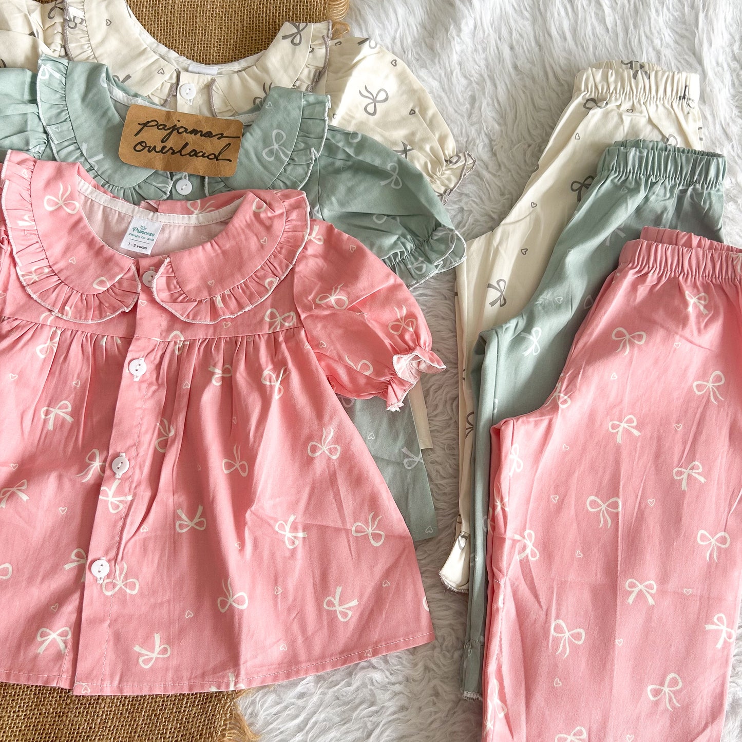 MARIKIT | cotton ruffles top + pants sleepwear pajama set | PajamasOverload