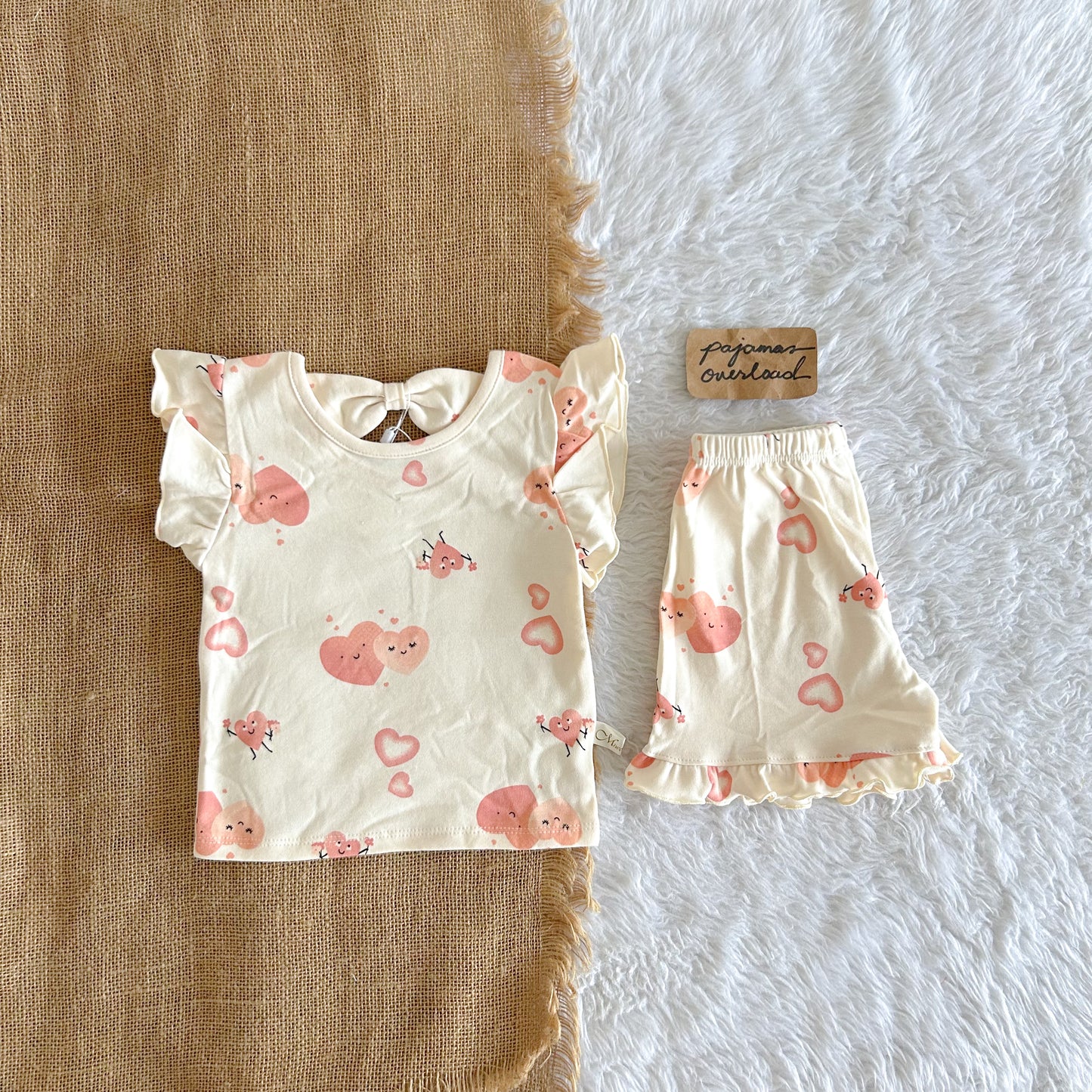 MARIA KIDS | cotton ruffles top + shorts sleepwear pajama set | PajamasOverload