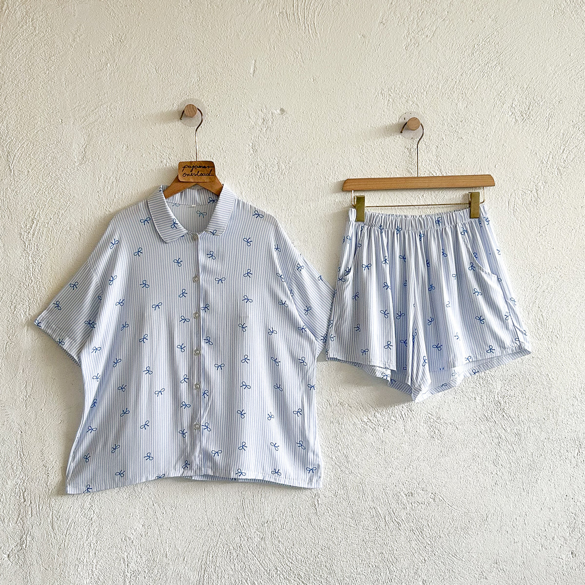 JULIANA | soft linen shortsleeves + shorts buttondown set | PajamasOverload