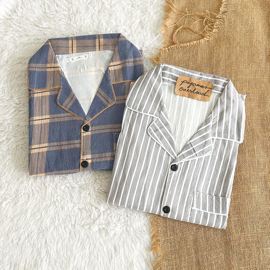 MIKE CRUMPLED | crumpled shortsleeves + pants sleepwear pajama set for MEN | PajamasOverload