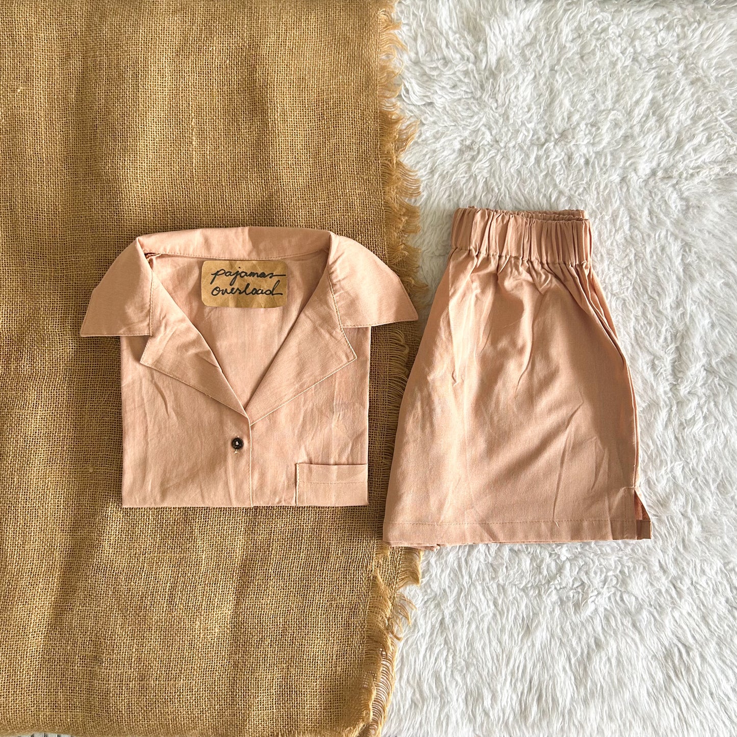 BRIA | premium cotton linen shortsleeves top + shorts sleepwear set | PajamasOverload