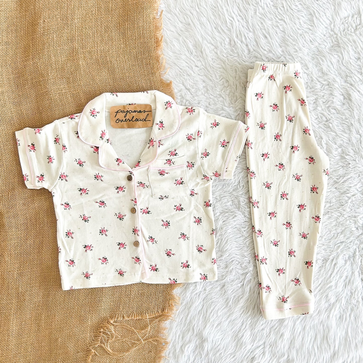 ERIN KIDS | cotton shortsleeves top + pants sleepwear pajama set | PajamasOverload