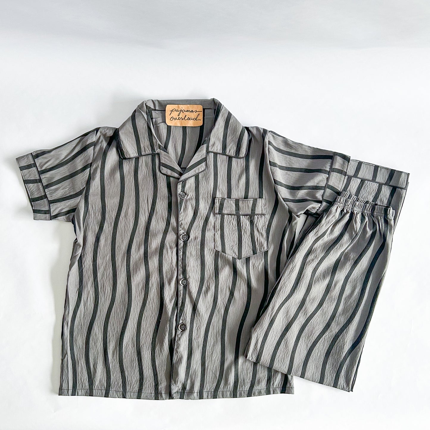 MIKE CRUMPLED | crumpled shortsleeves + pants sleepwear pajama set for MEN | PajamasOverload