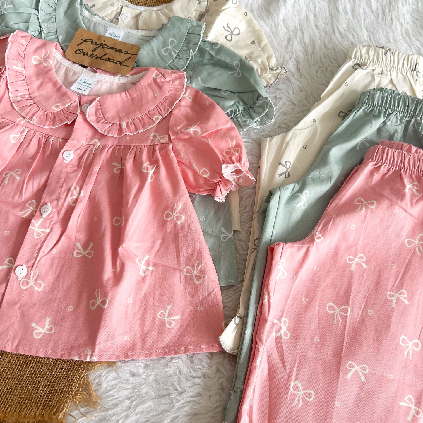 MARIKIT | cotton ruffles top + pants sleepwear pajama set | PajamasOverload