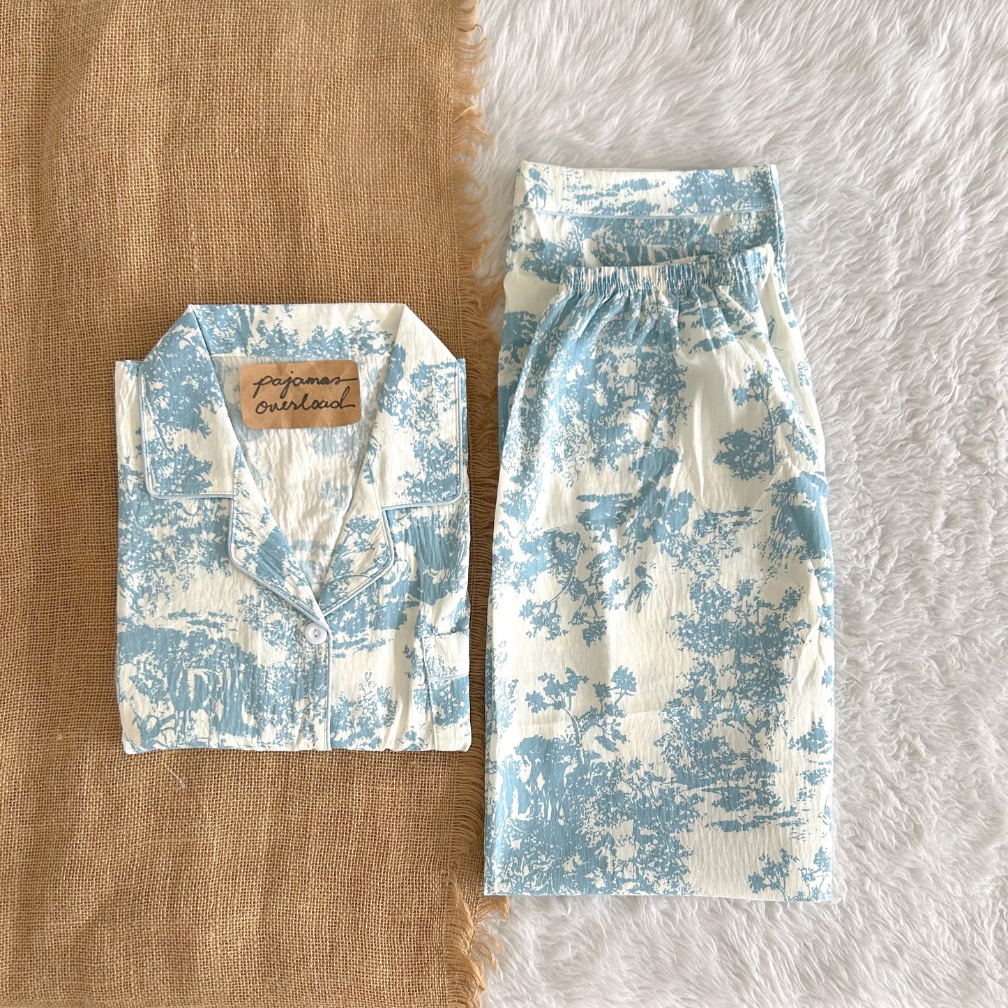 TINA PLUS | crumpled shortsleeves top + pants sleepwear pajama set | PajamasOverload