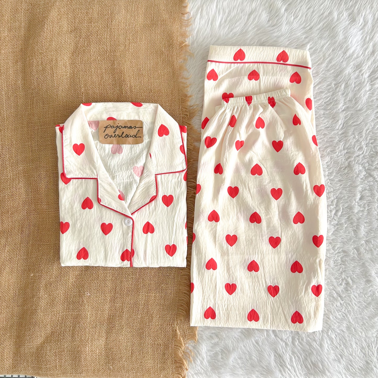 TINA PLUS | crumpled shortsleeves top + pants sleepwear pajama set | PajamasOverload