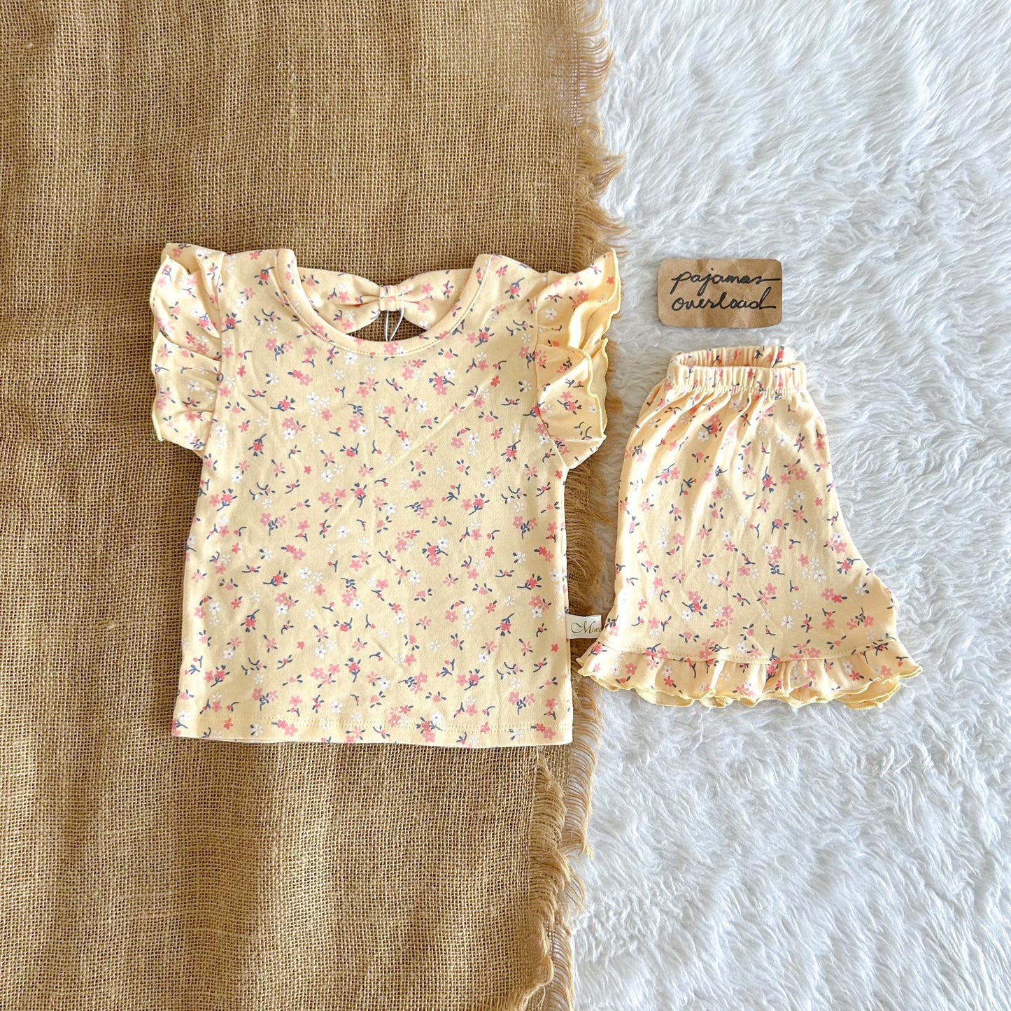 MARIA KIDS | cotton ruffles top + shorts sleepwear pajama set | PajamasOverload