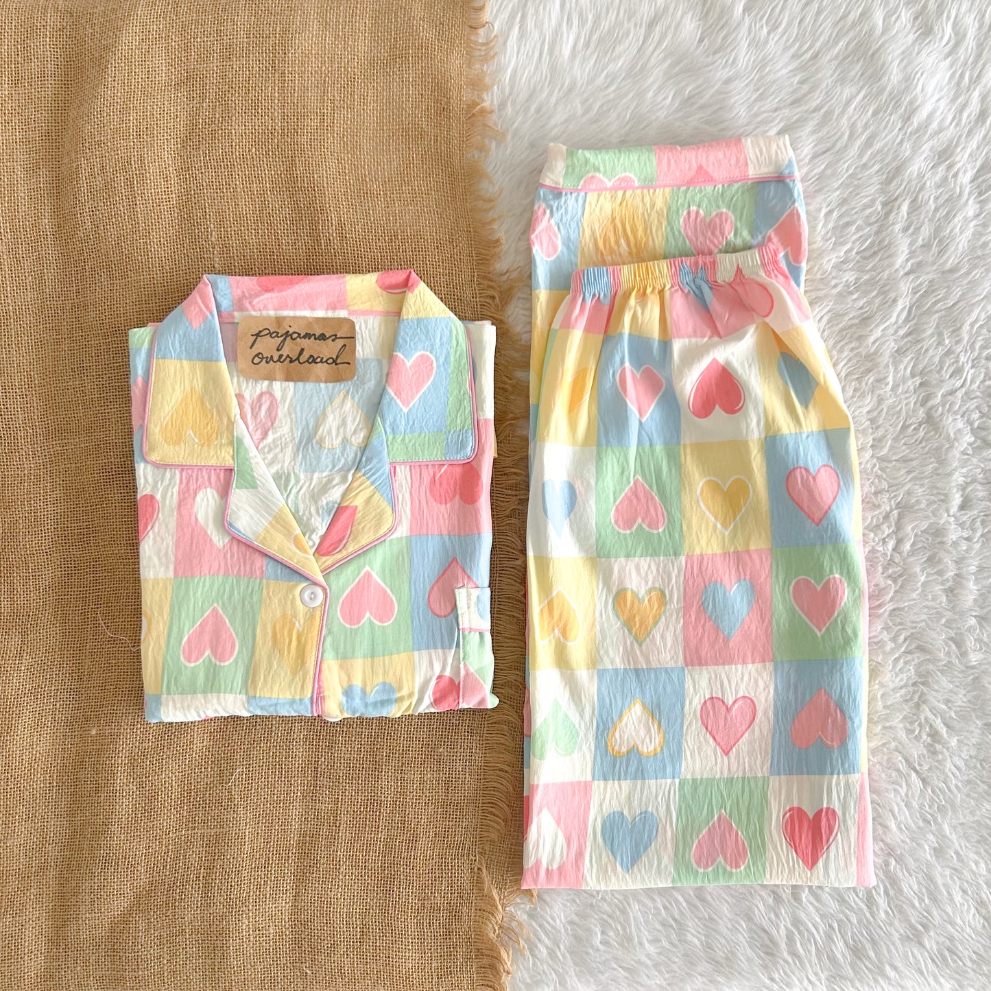 TINA PLUS | crumpled shortsleeves top + pants sleepwear pajama set | PajamasOverload