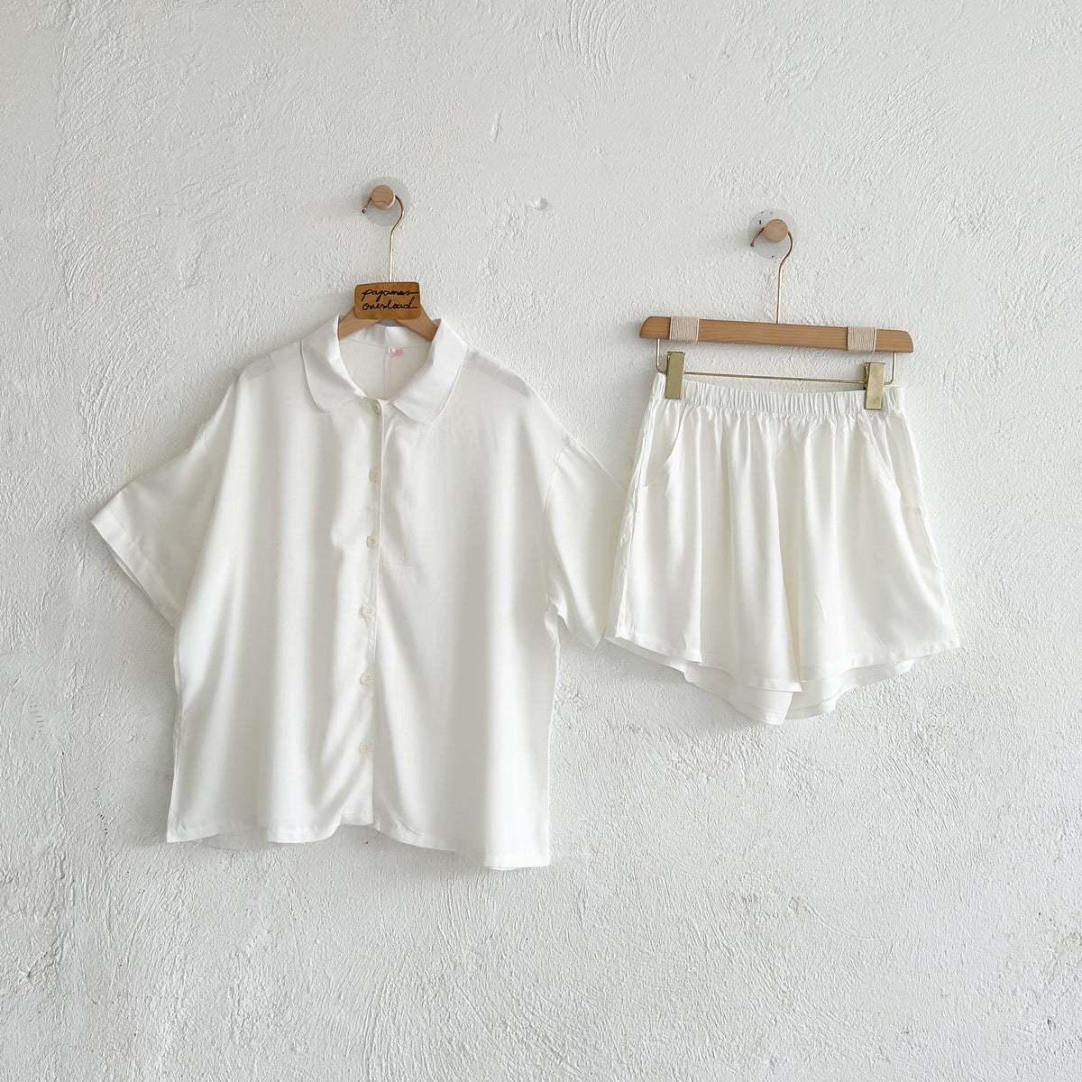 JULIANA | soft linen shortsleeves + shorts buttondown set | PajamasOverload