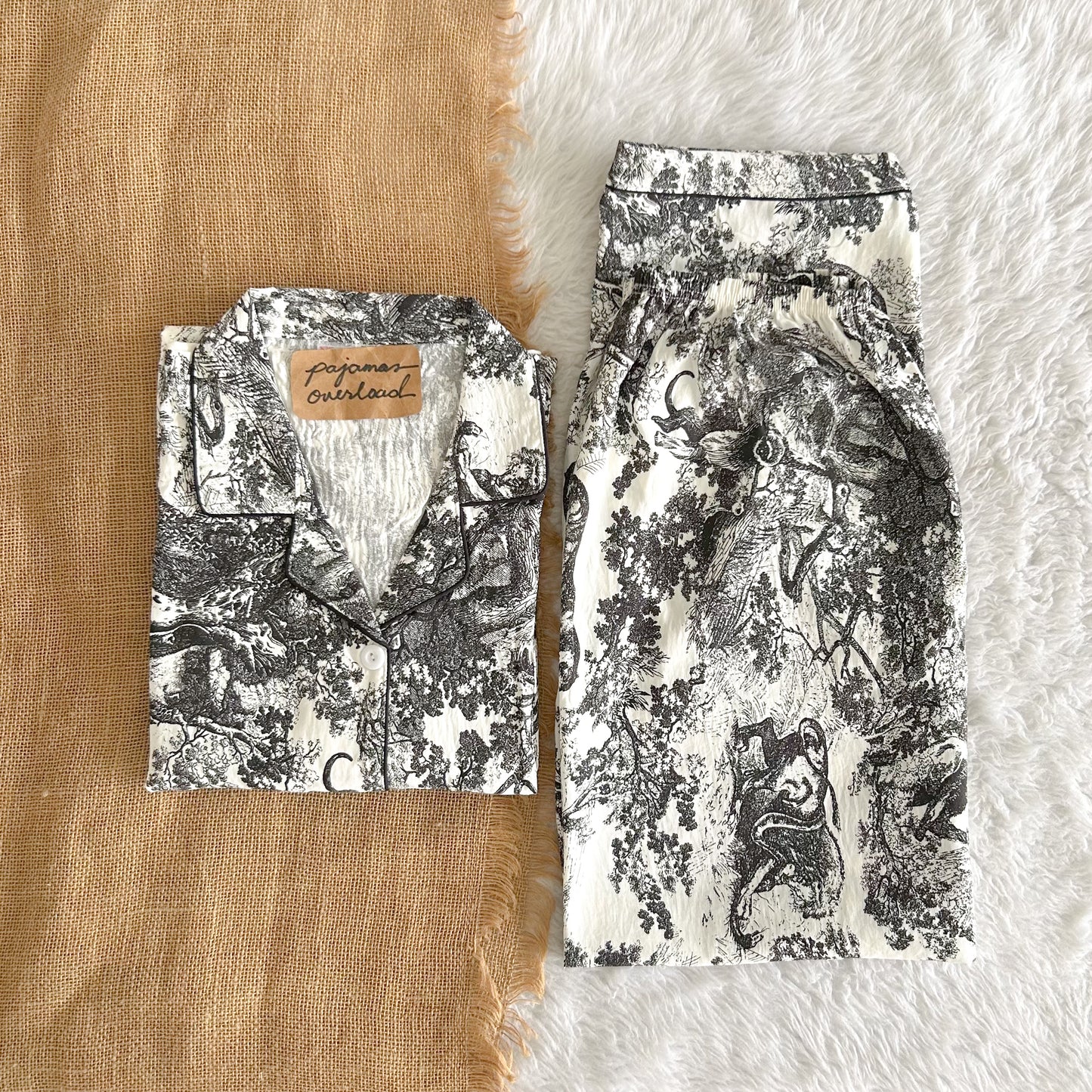 TINA PLUS | crumpled shortsleeves top + pants sleepwear pajama set | PajamasOverload