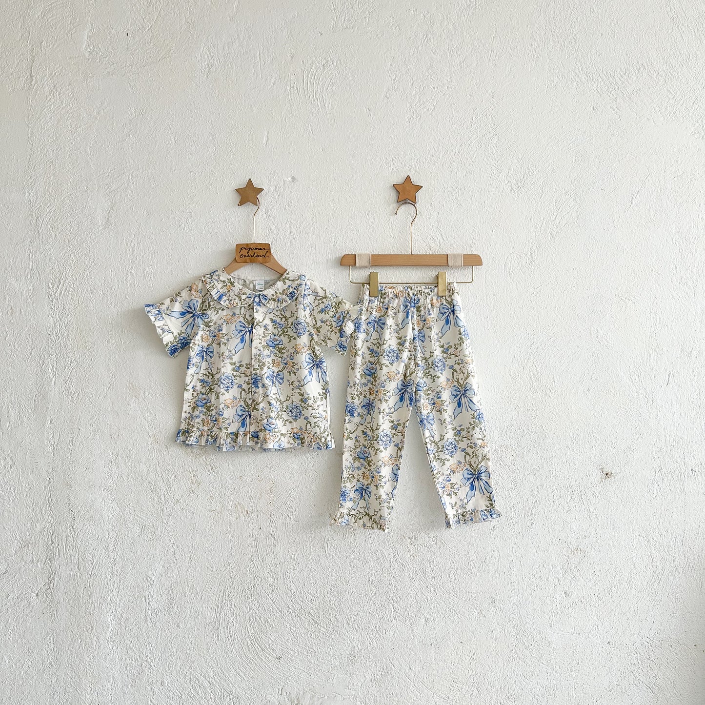 MARIKIT KIDS | cotton ruffles shortsleeves + shorts sleepwear pajama set | PajamasOverload