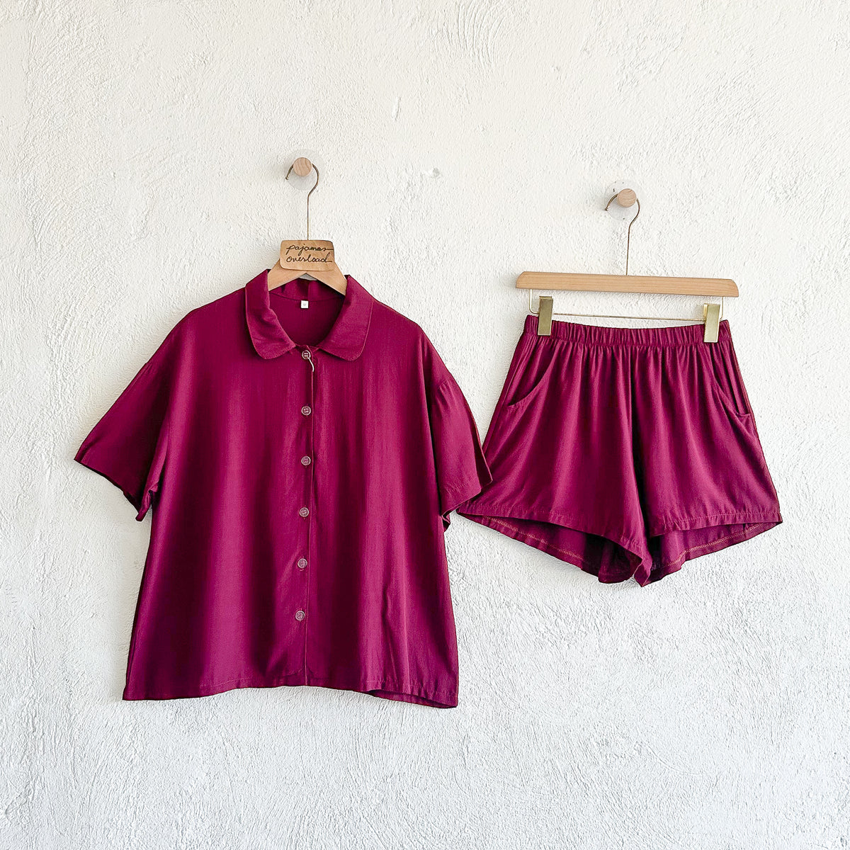JULIANA | soft linen shortsleeves + shorts buttondown set | PajamasOverload