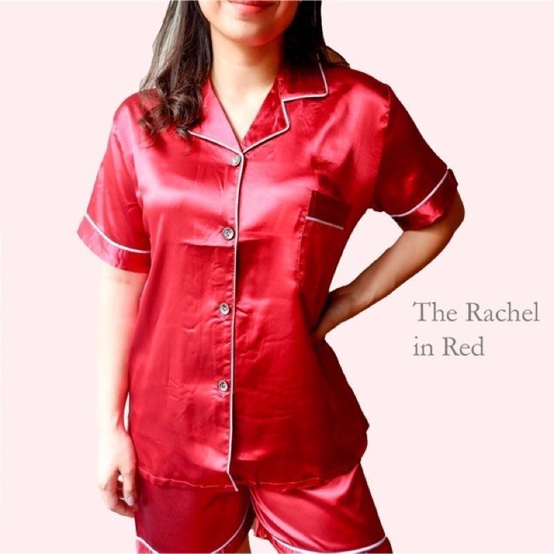 RACHEL | satin shortsleeves + shorts pajama set | PajamasOverload