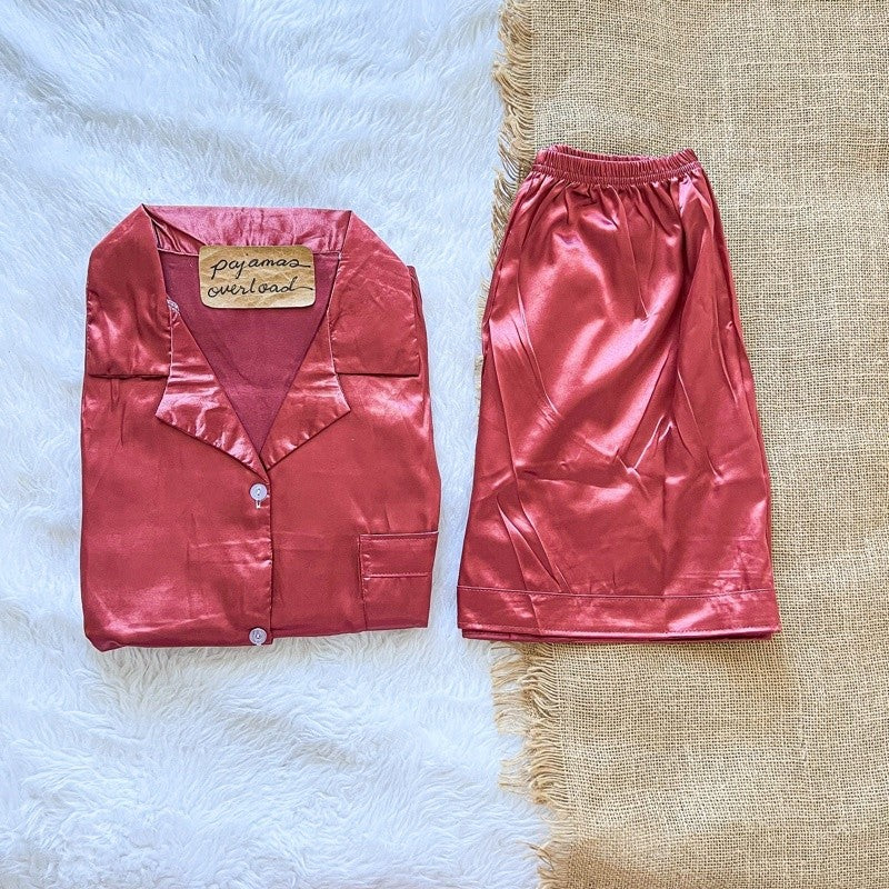 RACHEL | satin shortsleeves + shorts pajama set | PajamasOverload