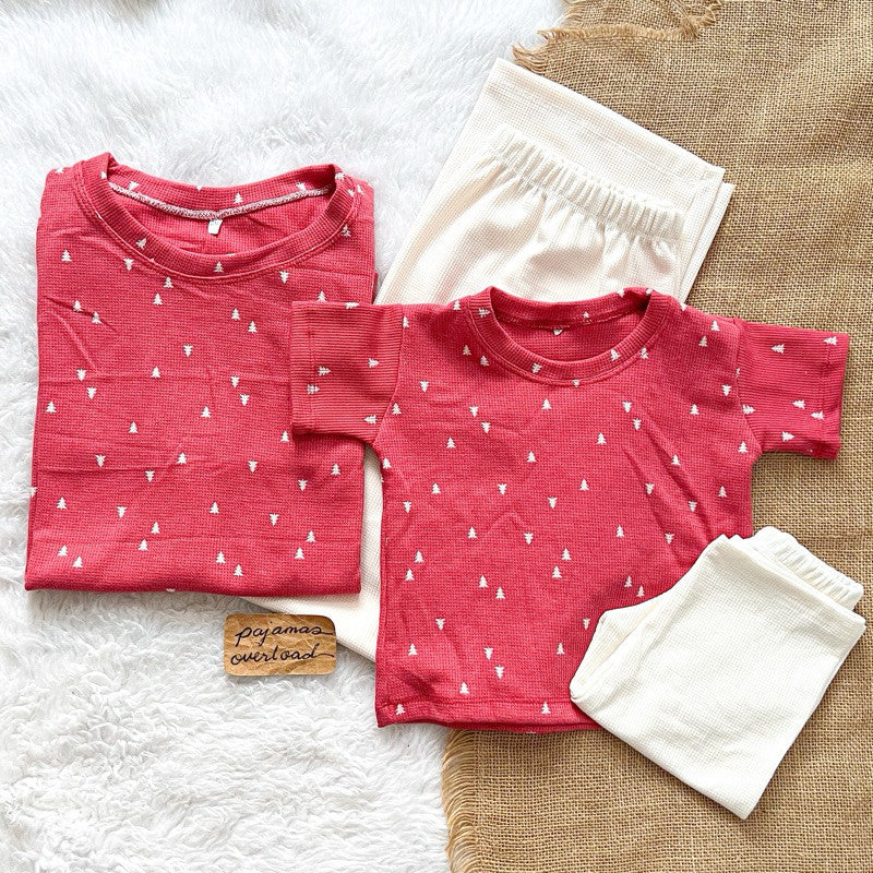 CHRISTMAS FAMILY SET | waffle/knit shirt + pants pajama set | PajamasOverload