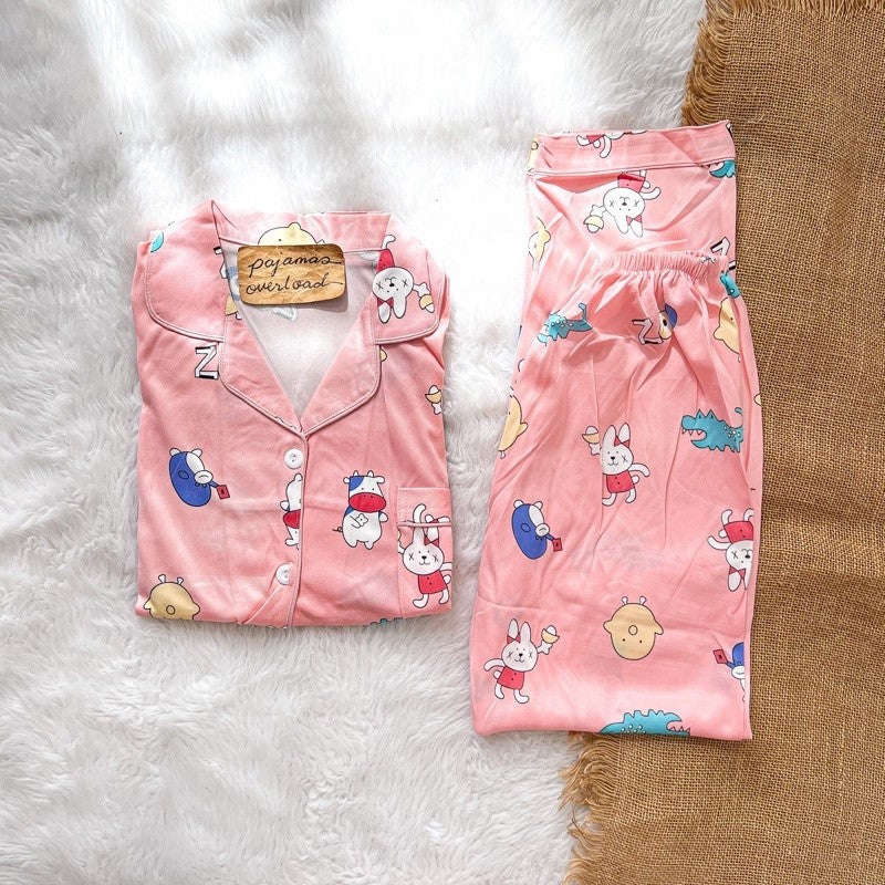 JOEY | polycotton shortsleeves + pants pajama sleepwear set | PajamasOverload