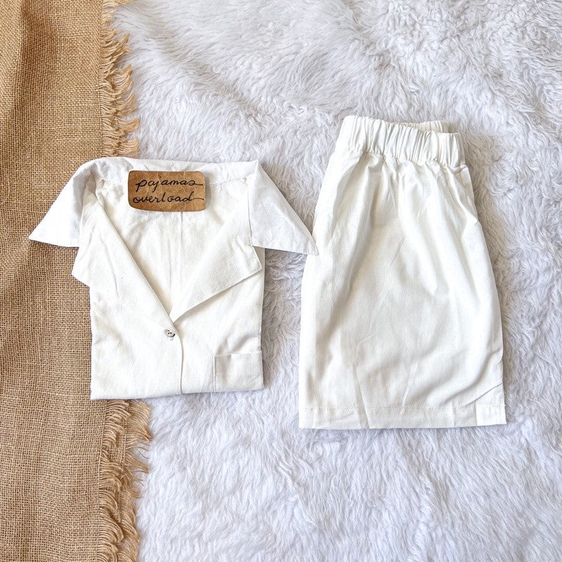 BRIA | premium cotton linen shortsleeves top + shorts sleepwear set | PajamasOverload