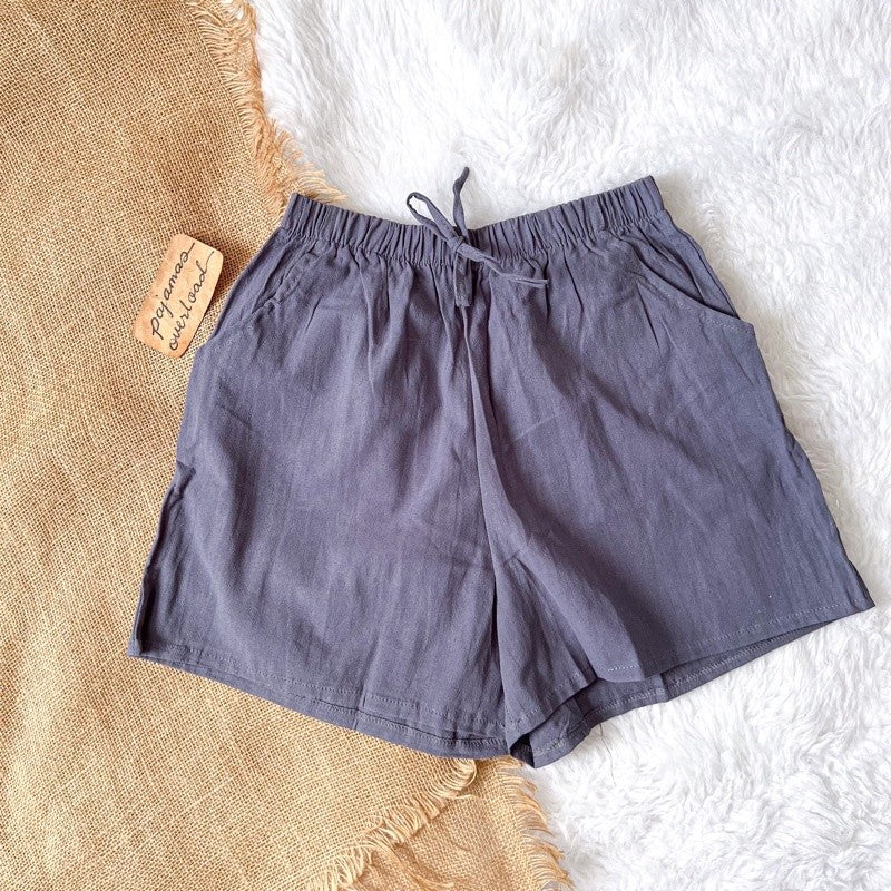 SAKURA | linen basic everyday shorts with pocket | PajamasOverload