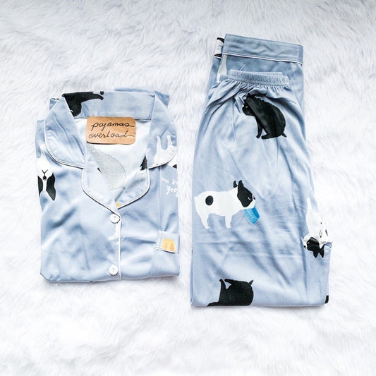 JOEY | polycotton shortsleeves + pants pajama set | PajamasOverload