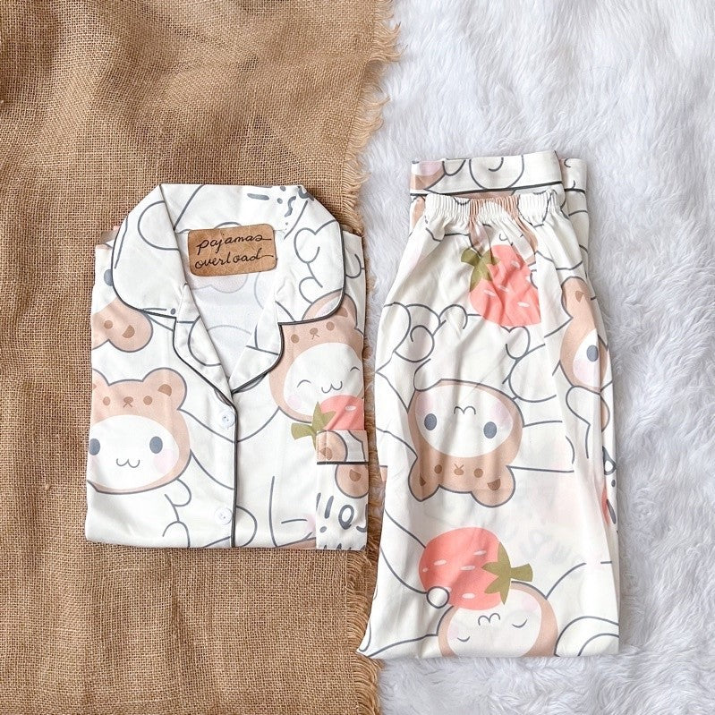 JOEY | polycotton shortsleeves + pants sleepwear pajama set | PajamasOverload