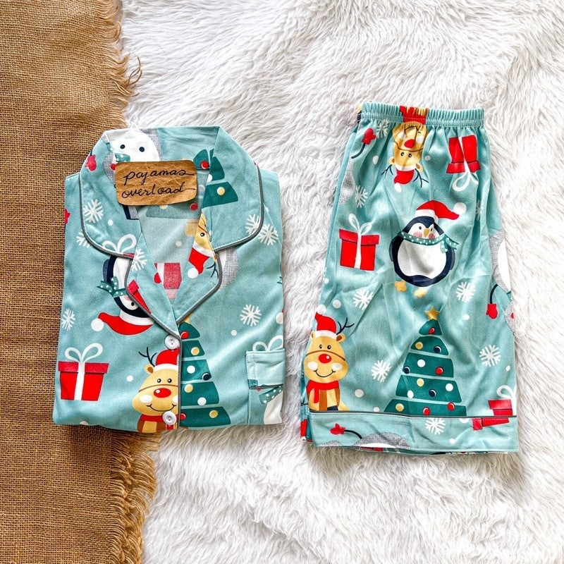 CHRISTMAS SHORTS | polycotton/satin shortsleeves + shorts pajama set | PajamasOverload