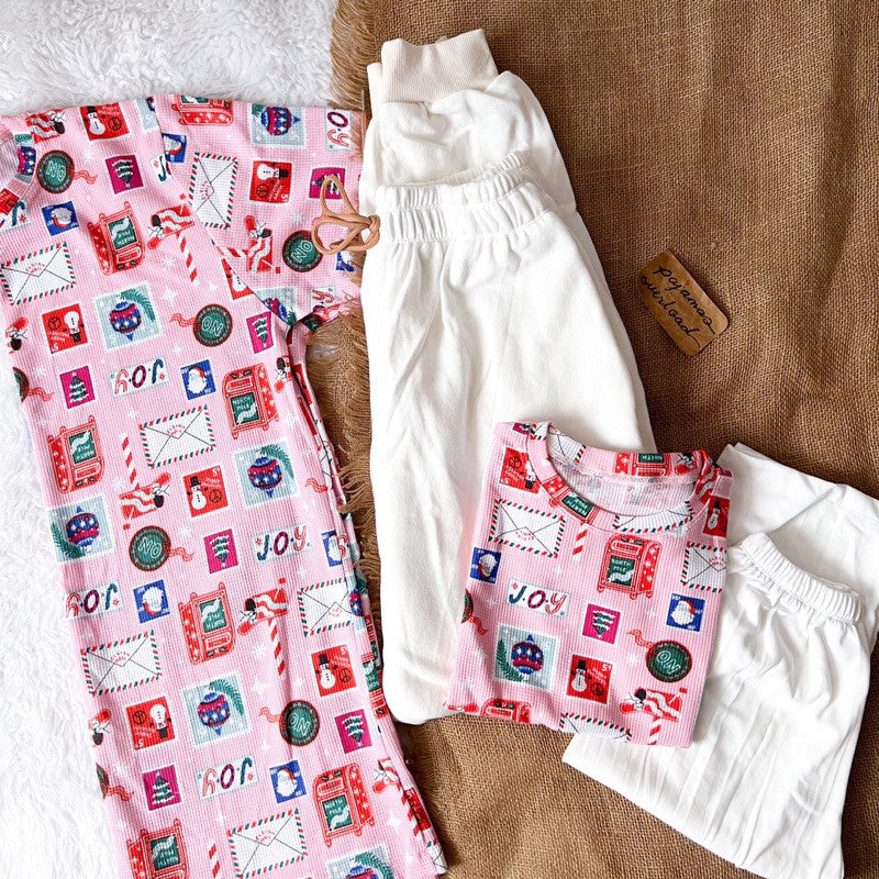 PREMIUM CHRISTMAS FAMILY | cotton waffle/jersey shirt + pants pajama set | PajamasOverload