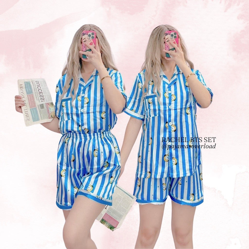 RACHEL | satin shortsleeves + shorts sleepwear pajama set | PajamasOverload