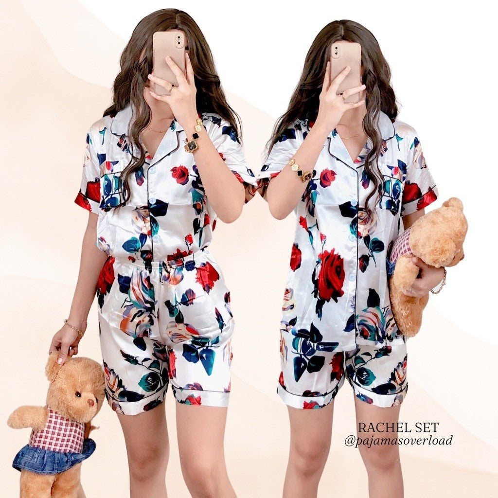 RACHEL | satin shortsleeves + shorts pajama set | PajamasOverload