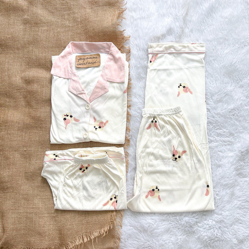 MARSHALL | polycotton shortsleeves top + pants + shorts 3in1 pajama set | PajamasOverload