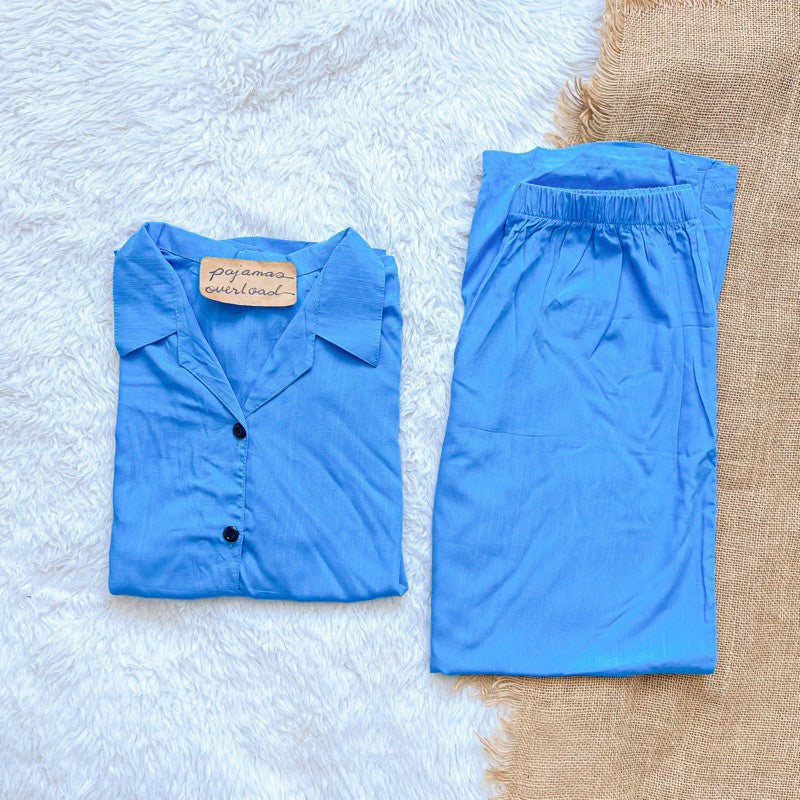 MERLIN | soft linen/Challis shortsleeves + pants sleepwear pajama set | PajamasOverload