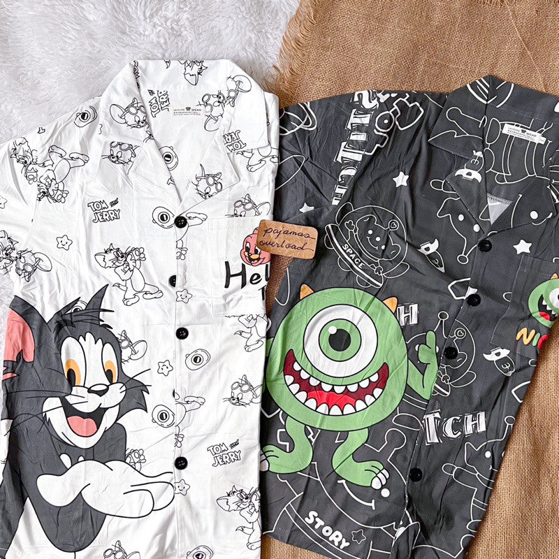 MIKE SHORTS | men’s polycotton shortsleeves top + shorts sleepwear pajama set | PajamasOverload