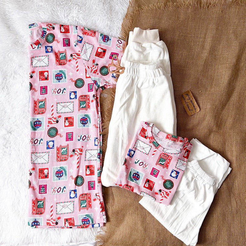 PREMIUM CHRISTMAS FAMILY | cotton waffle/jersey shirt + pants pajama set | PajamasOverload