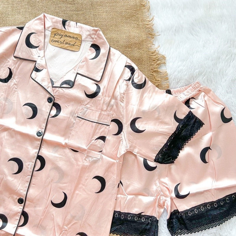 RACHEL | satin shortsleeves + shorts sleepwear pajama set | PajamasOverload