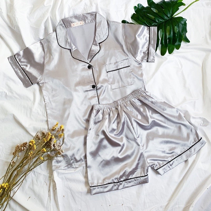 RACHEL | satin shortsleeves + shorts pajama set | PajamasOverload