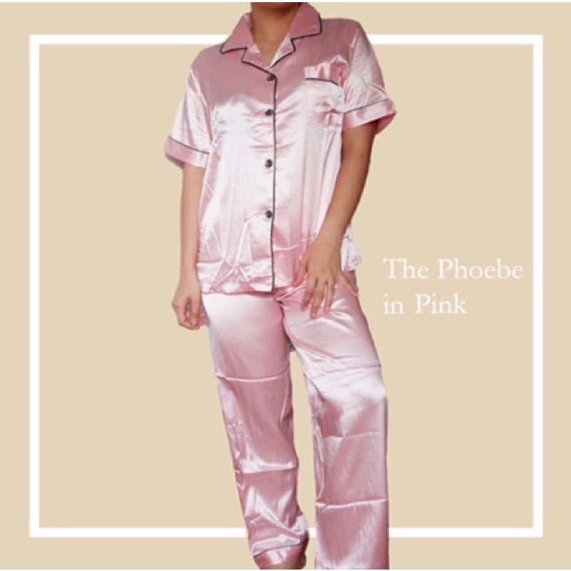 PHOEBE | satin shortsleeves + pants pajama set | PajamasOverload