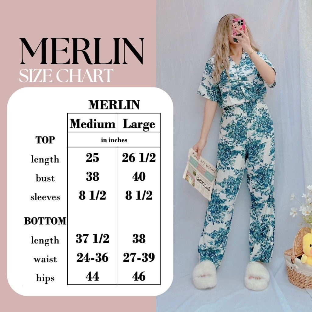 MERLIN | soft linen/Challis shortsleeves + pants sleepwear pajama set | PajamasOverload