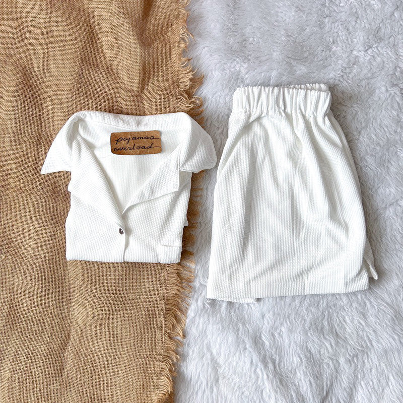 BRIA WAFFLE | waffle knit shortsleeves top + shorts loungewear set | PajamasOverload