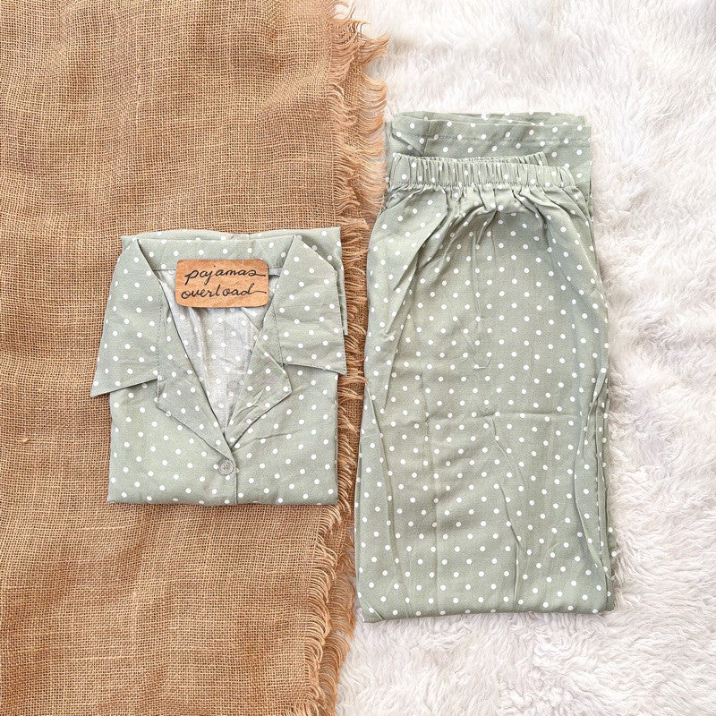 MERLIN | soft linen/Challis shortsleeves + pants sleepwear pajama set | PajamasOverload