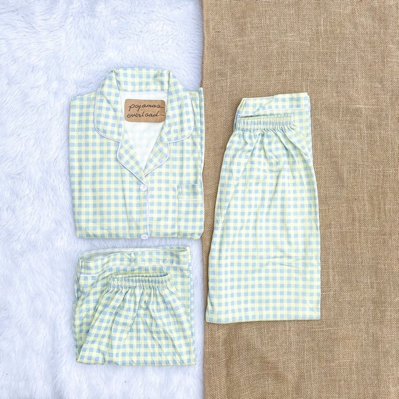 MARSHALL | polycotton 3in1 shortsleeves + shorts + pants pajama sleepwear set | PajamasOverload