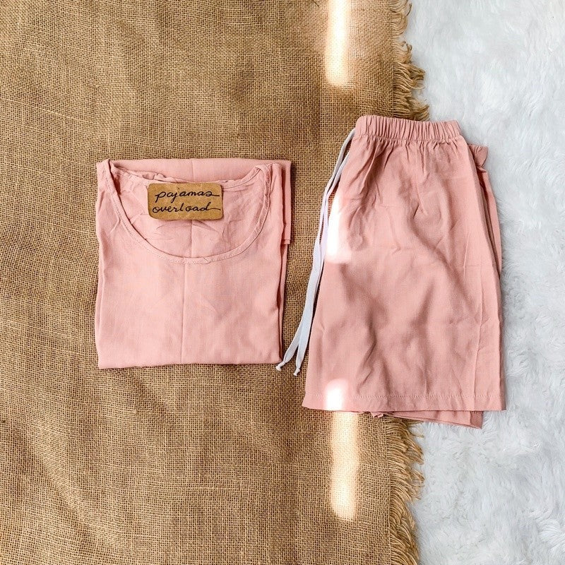 LIZ | soft linen oversized shirt + shorts loungewear pajama set | PajamasOverload