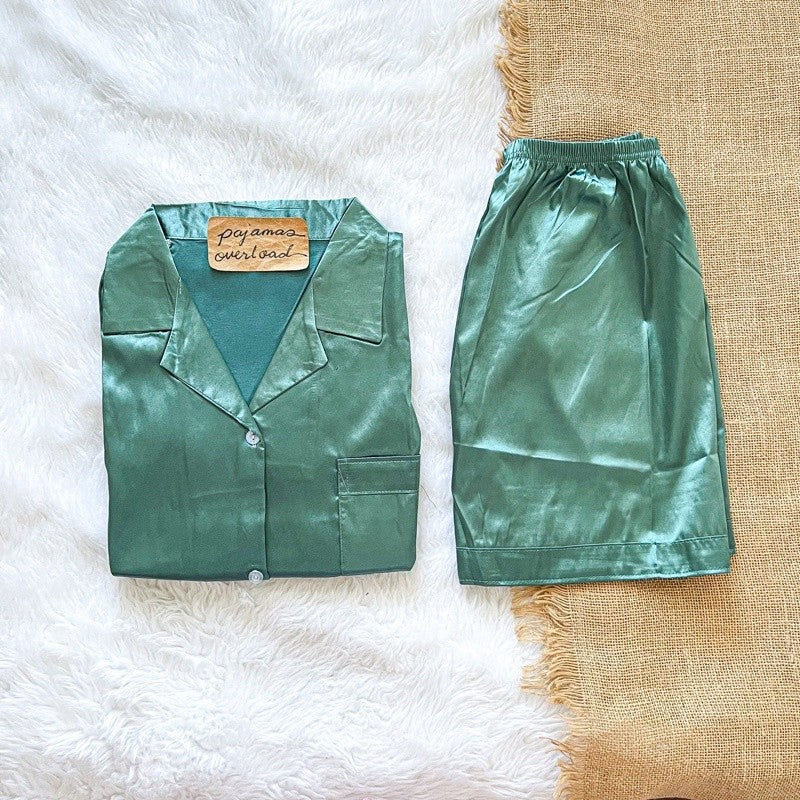 RACHEL | satin shortsleeves + shorts pajama set | PajamasOverload