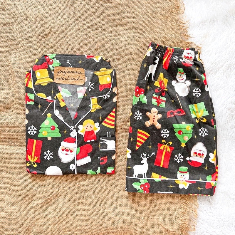 CHRISTMAS SHORTS | polycotton/satin shortsleeves + shorts pajama set | PajamasOverload