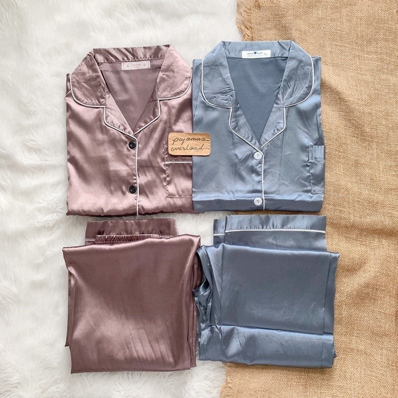 PHOEBE | satin shortsleeves + pants pajama set | PajamasOverload